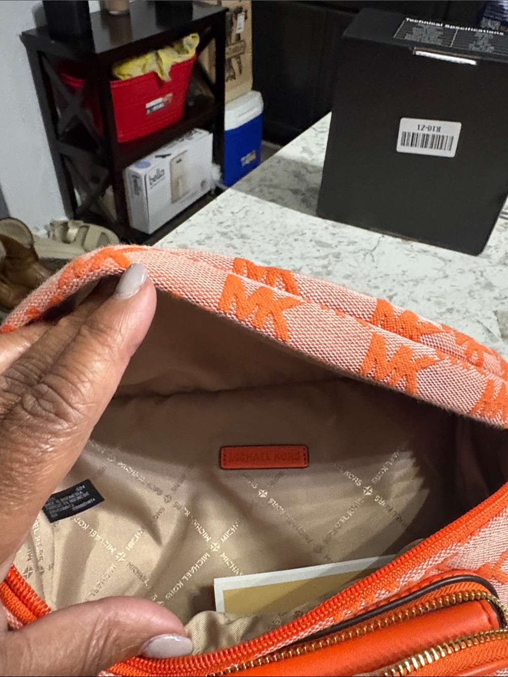 Michael Kors Orange Logo Jacquard Crossbody Belt Bag - Picture 3 of 4